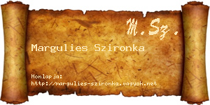 Margulies Szironka névjegykártya